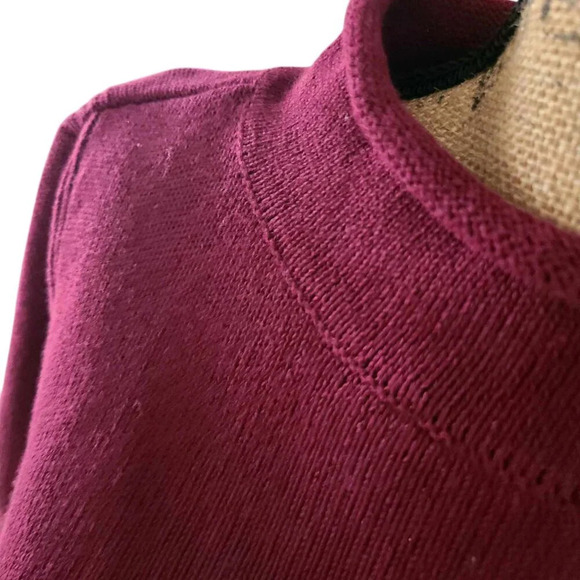 Karen Scott Cowl neck sweater in burgundy 100% cotton - Picture 4 of 5